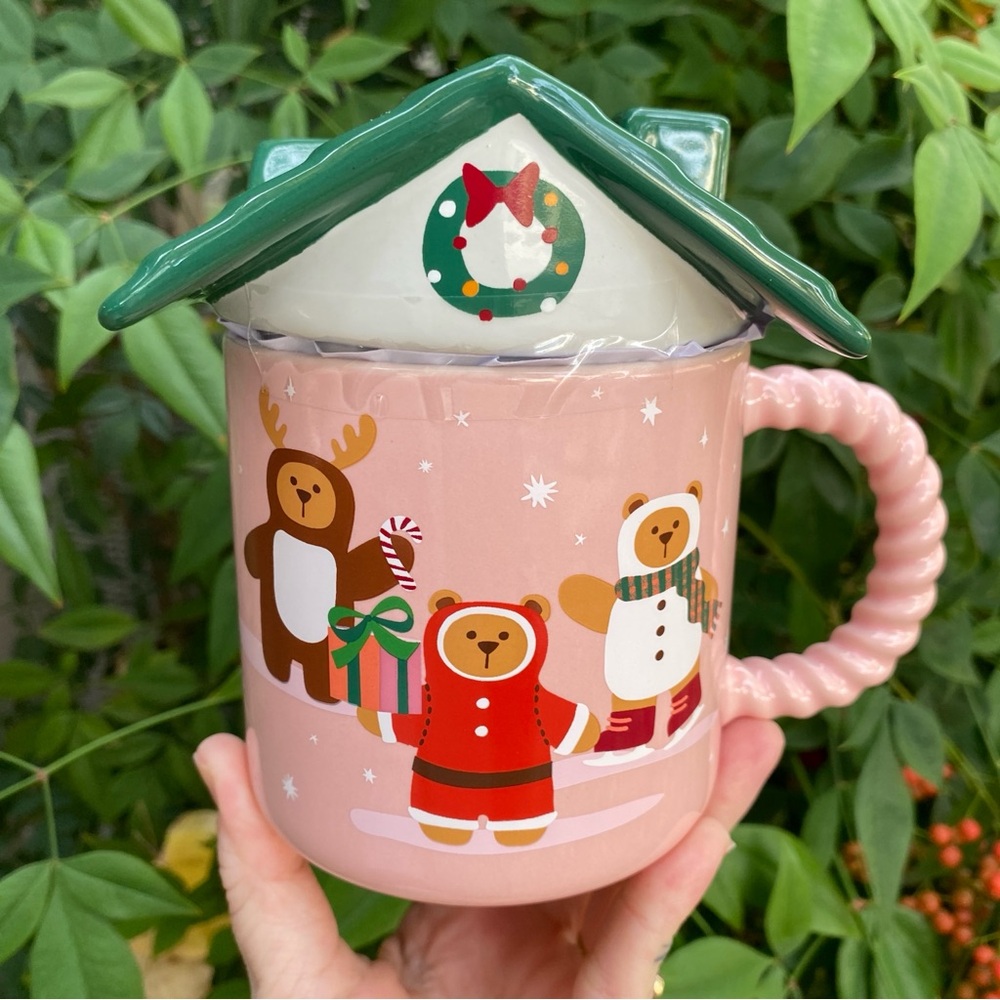 Limited Edition Starbucks 2025 Holiday Bear Mug with Green Roof Lid Retired
